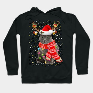 Russian Blue Cat Christmas Hoodie